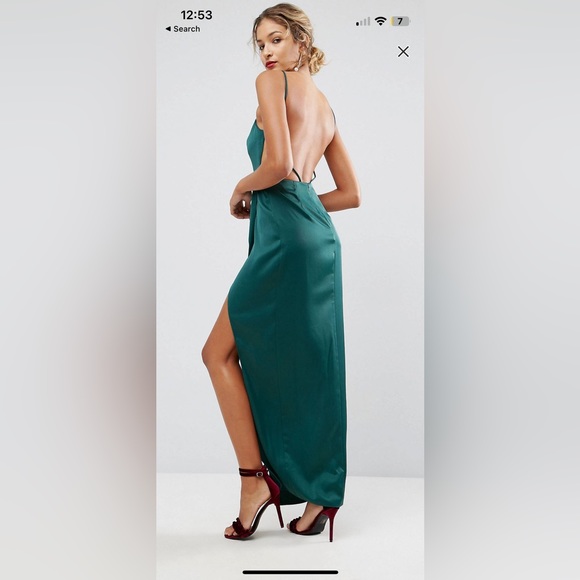 ASOS Drape Front Open Back Maxi Dress - Picture 2 of 4